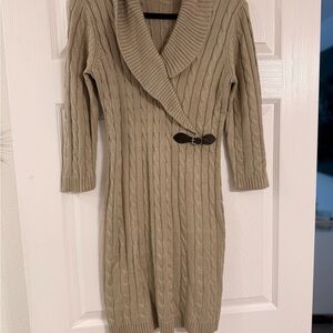 Calvin Klein Beige Cable Knit Sweater Dress